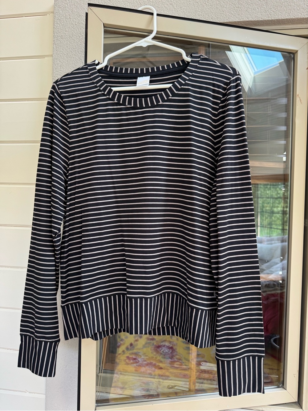 Lole Black & White Striped Long-Sleeve Crew